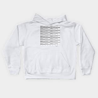 64 symbols in white and grey Kids Hoodie